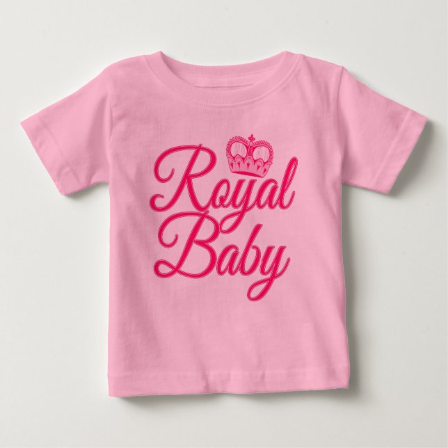 T-shirt Pour Bébé Bébé royal en rose avec couronne (Devant)