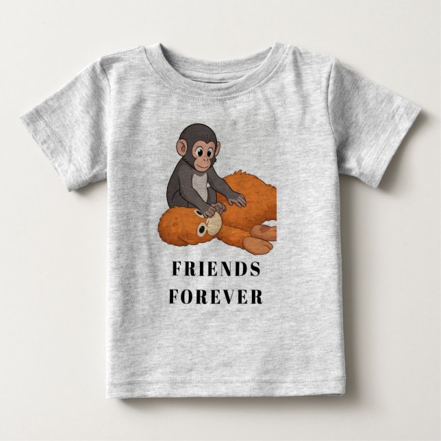 T-shirt Pour Bébé Bébé singe avec poupée (Devant)