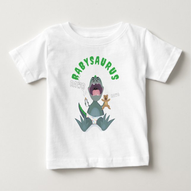 T-shirt Pour Bébé Bébé T-rex Babysaurus vert  (Devant)