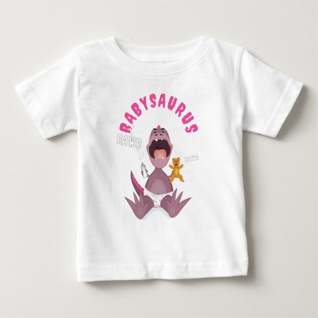 T-shirt Pour Bébé Bébé T-Rex rose (Devant)