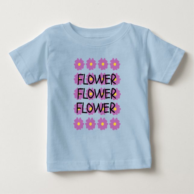 T-shirt Pour Bébé Bébé t-shirt fine fleur bleue  (Devant)