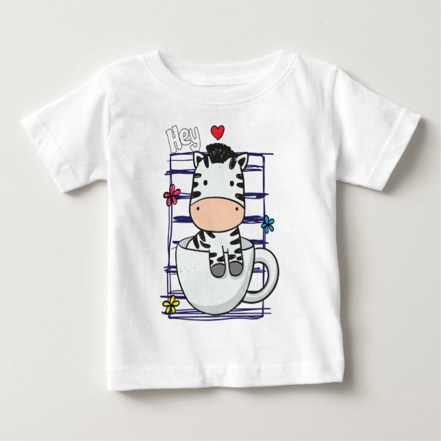 T-shirt Pour Bébé Bébé tasse zèbre (Devant)