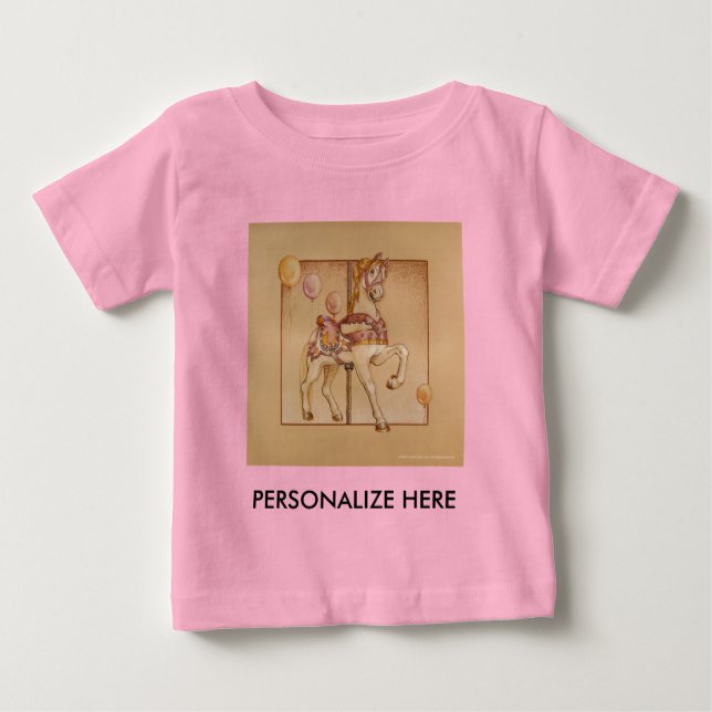 T-shirt Pour Bébé Bébé, Tee - shirt - Carrousel de poney pourpre (Devant)