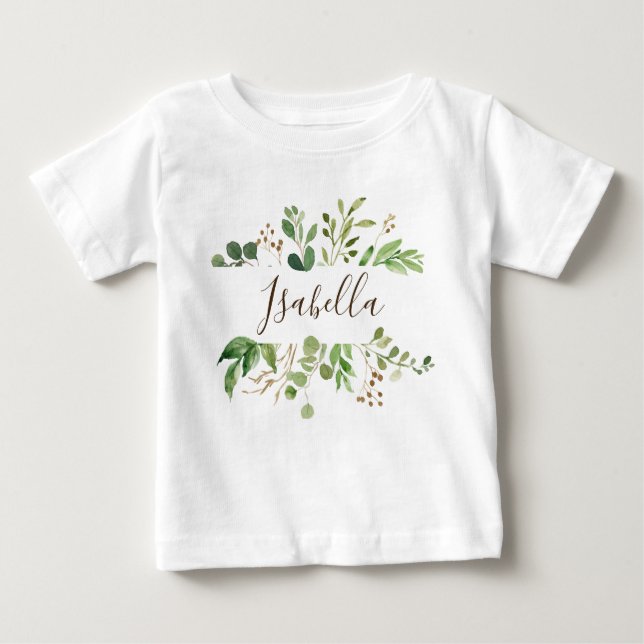T-shirt Pour Bébé Bébé vert personnalisé (Devant)