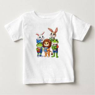 T-shirt Pour Bébé Bébés adorables : Animaux avec livres pour vers de