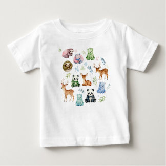 T-shirt Pour Bébé Bébés animaux mignons aquarelle