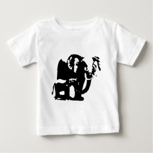 T-shirt Pour Bébé Bébés éléphants et mères en pop art noir et blanc