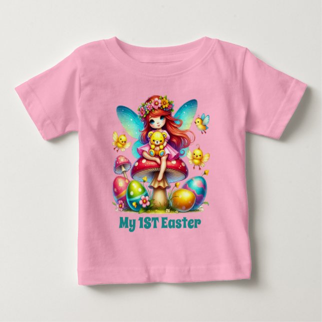 T-shirt Pour Bébé Bébés filles mignonnes fée premier Pâques (Devant)