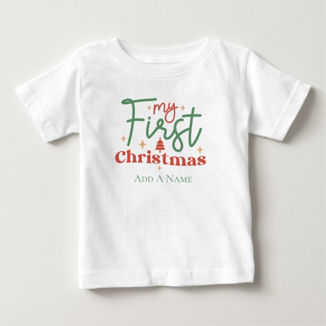 T-shirt Pour Bébé Bébés Premier 1er Noël Cadeau pour Nouveau  (Devant)