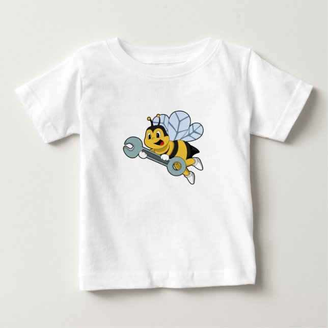 T-shirt Pour Bébé Bee as Mechanic with Wrench (Devant)