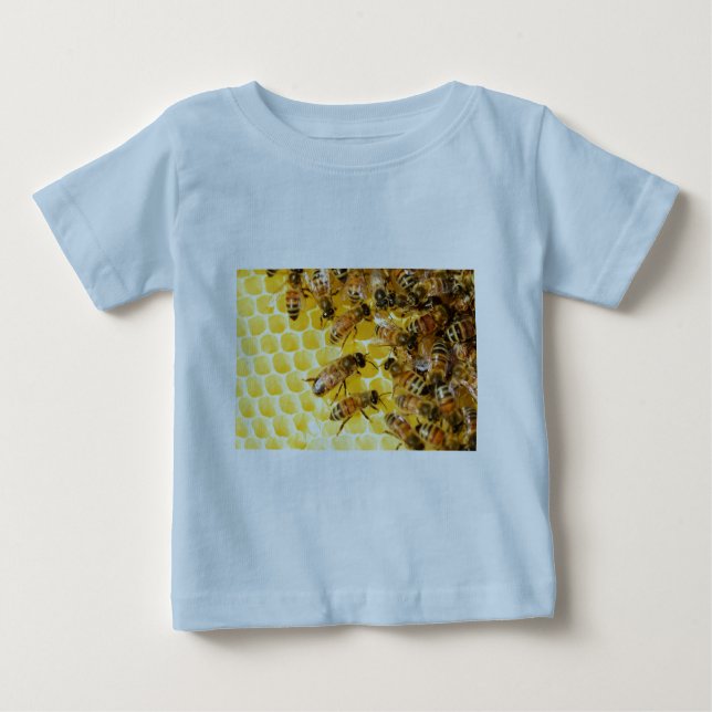 T-shirt Pour Bébé Bee Bees Hive Miel Comb Sweet Dessert Jaune (Devant)