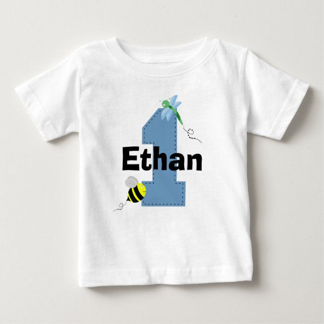 T-shirt Pour Bébé Bee et libellule Premier maillot d'anniversaire (Devant)