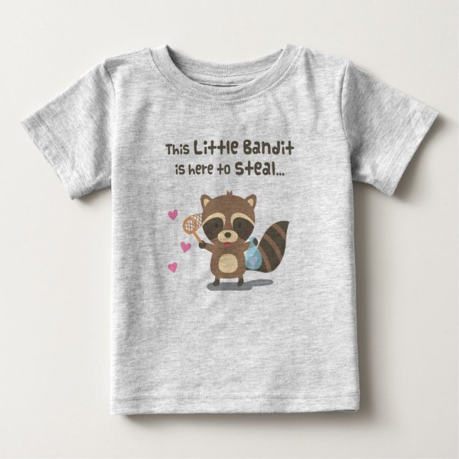 T-shirt Pour Bébé Belle Amour Masqué Bandit Raccoon Pour Bébés (Devant)