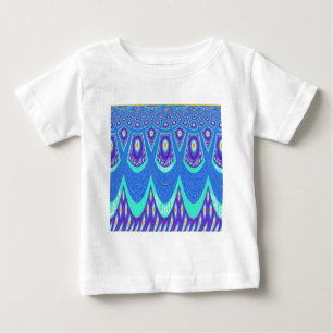 T-shirt Pour Bébé Belle Batik Bleu Cyan Bleu Imprimer vectoriel Art