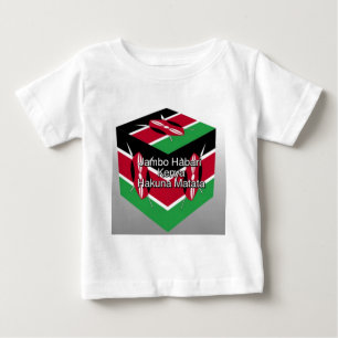 T-shirt Pour Bébé Belle Belle Cube Kenyane Drapeau avec salutation