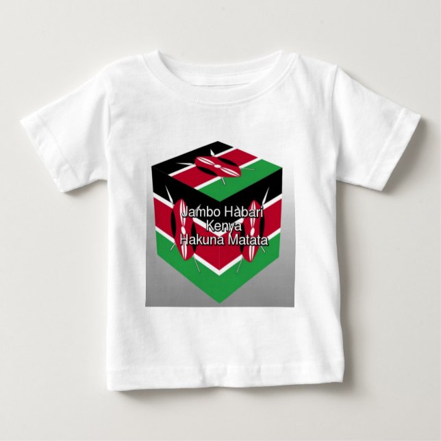 T-shirt Pour Bébé Belle Belle Cube Kenyane Drapeau avec salutation (Devant)