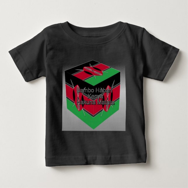 T-shirt Pour Bébé Belle Belle Cube Kenyane Drapeau avec salutation (Devant)