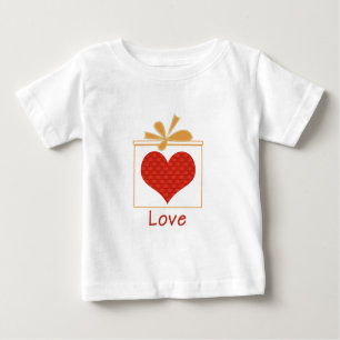 T-shirt Pour Bébé Belle boîte en or de coeur rouge