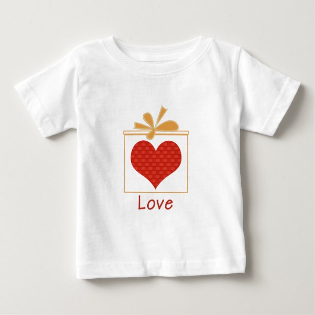 T-shirt Pour Bébé Belle boîte en or de coeur rouge (Devant)