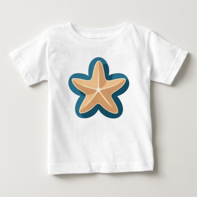 T-shirt Pour Bébé Belle Étoile de Mer Jaune (Devant)