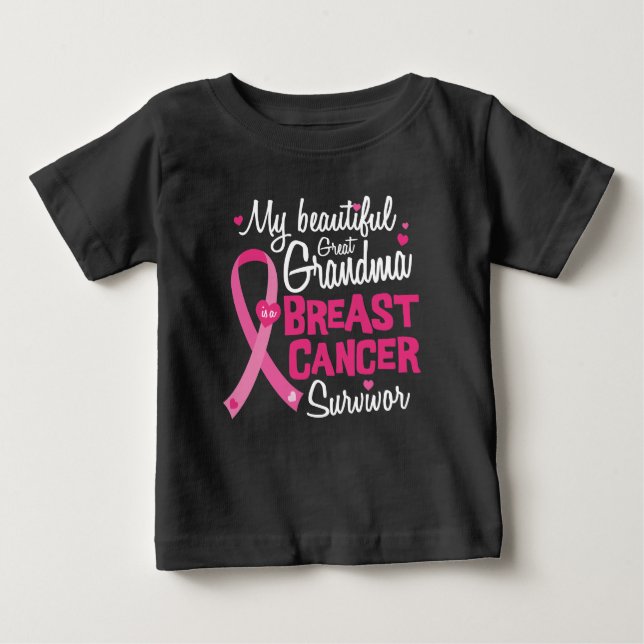 T-shirt Pour Bébé Belle grand grand-mère Cancer du sein Survivant (Devant)