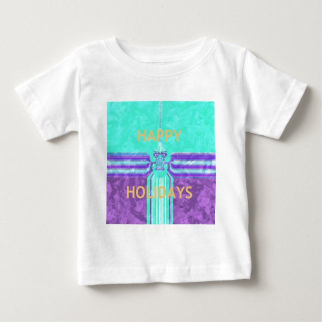 T-shirt Pour Bébé Belle Happy Holidays Blue Cyan conception vectorie (Devant)