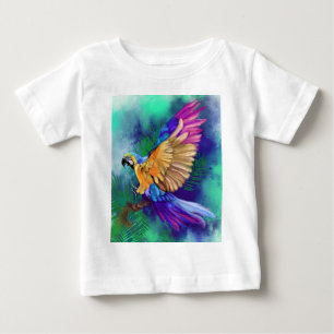 T-shirt Pour Bébé Belle peinture couleur perroquet bébé T-shirt pein