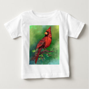 T-shirt Pour Bébé Belle peinture d'oiseaux du Cardinal Rouge du Nord