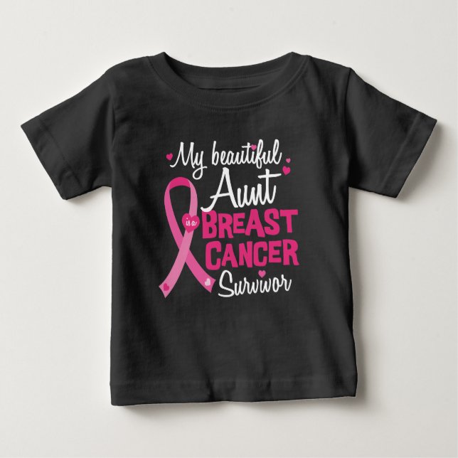 T-shirt Pour Bébé Belle Tante Cancer du sein Survivor Niece Nephew (Devant)