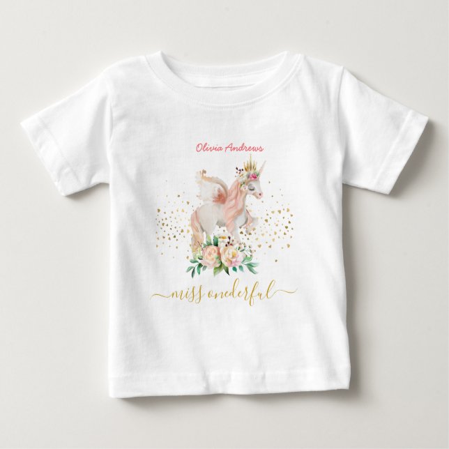 T-shirt Pour Bébé Belle Unicorne 1er anniversaire (Devant)