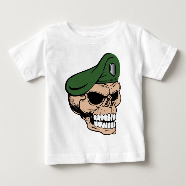 T-shirt Pour Bébé Beret vert crâne (Devant)