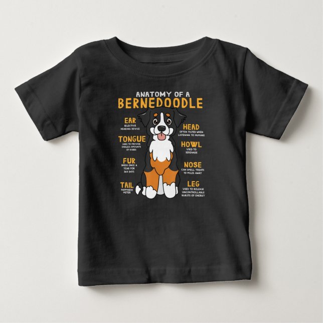 T-shirt Pour Bébé Bernedoodle Anatomie Funny Chien Maman Papa Mignon (Devant)