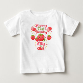 T-shirt Pour Bébé Berry First Birthday Girl Strawberry 1st Birthday