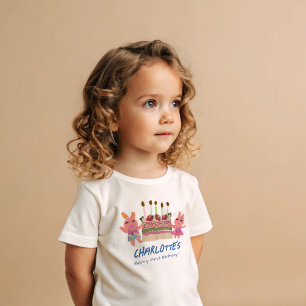 T-shirt Pour Bébé Berry First Happy Birthday Bunnies and Cake Blue