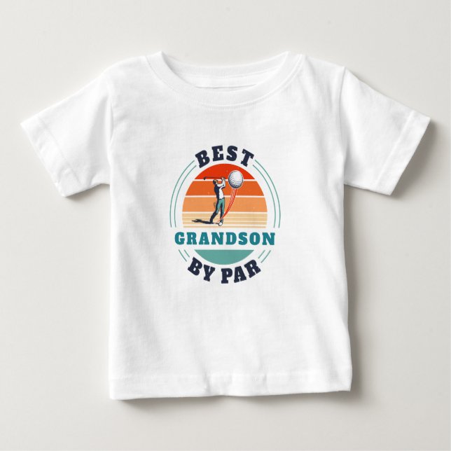 T-shirt Pour Bébé Best Grandson By Par Retro Logo Personnalisé (Devant)