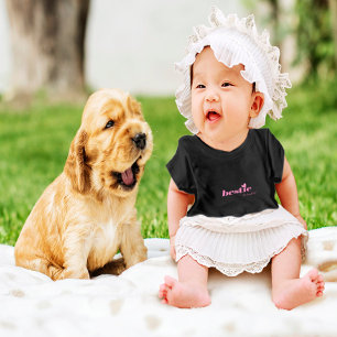 T-shirt Pour Bébé Bestie mignonne Bébé Fille Coeur Design Bébé rose 