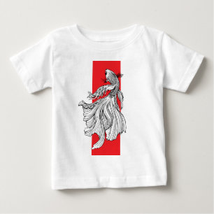 T-shirt Pour Bébé Betta Fish Élégant en Dessin au Trait – Minimalism