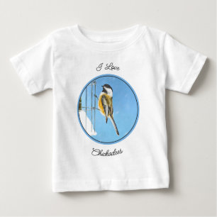 T-shirt Pour Bébé Bickadee sur la peinture d'alimentation - Oiseaux