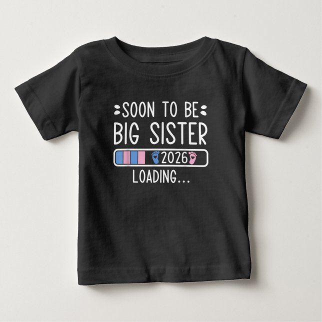 T-shirt Pour Bébé Bientôt Grande Sœur 2026 en route Grossesse  (Devant)