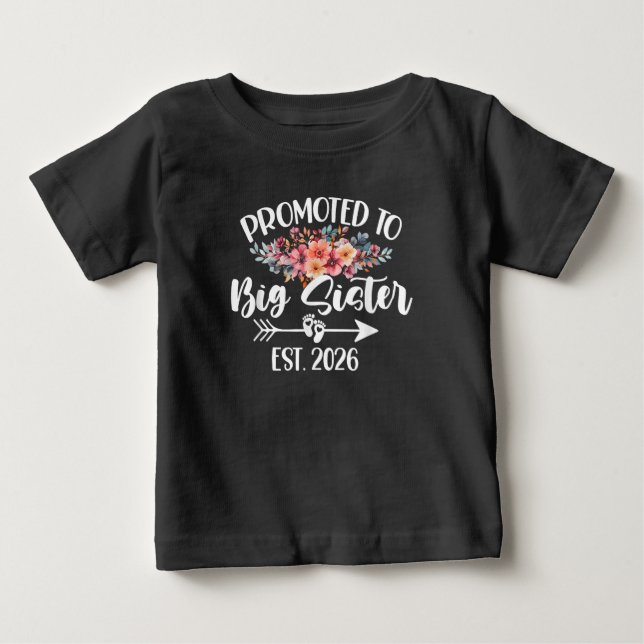 T-shirt Pour Bébé Bientôt Grande Sœur Élue Grande Sœur 2026 (Devant)