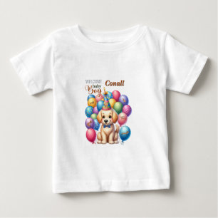 T-shirt Pour Bébé Bienvenue Baby Boy Chien Chien Chien et Ballons De