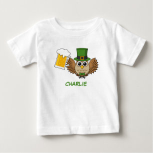 T-shirt Pour Bébé Bière Boire Chouette Saint Patrick's Day Personn