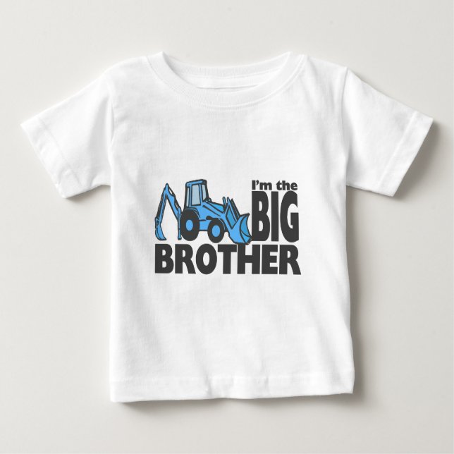 T-shirt Pour Bébé Big Brother Backhoe (Devant)