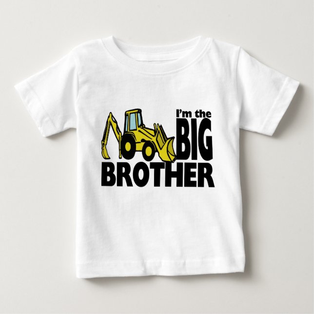 T-shirt Pour Bébé Big Brother Backhoe (Devant)
