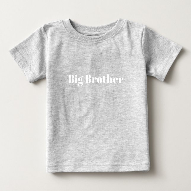 T-shirt Pour Bébé Big Brother blanc nom personnalisé texte mignon (Devant)