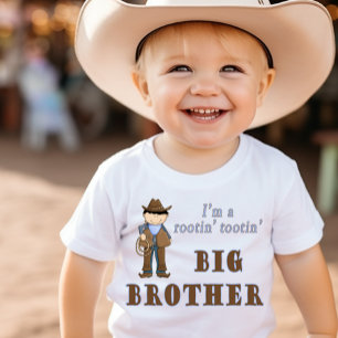 T-shirt Pour Bébé Big Brother Cute Cowboy Rootin' Tootin'