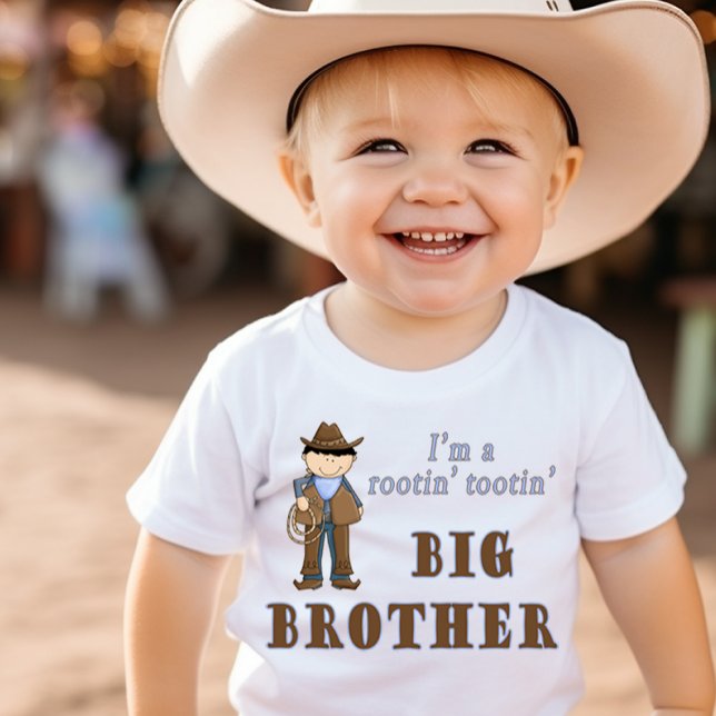 T-shirt Pour Bébé Big Brother Cute Cowboy Rootin' Tootin' (Créateur téléchargé)