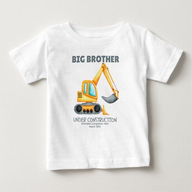 T-shirt Pour Bébé Big Brother en construction Date estimée (Devant)