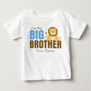 T-shirt Pour Bébé Big Brother Lion Blue Personnalisé