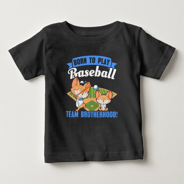 T-shirt Pour Bébé Big Brother Little Brother - Joueurs De Baseball (Devant)